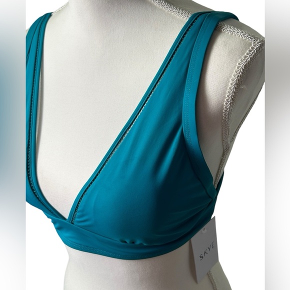 SKYE by Infinity Raine ISABELLA dark teal lace up back bikini swim top XL NWT - Picture 4 of 9
